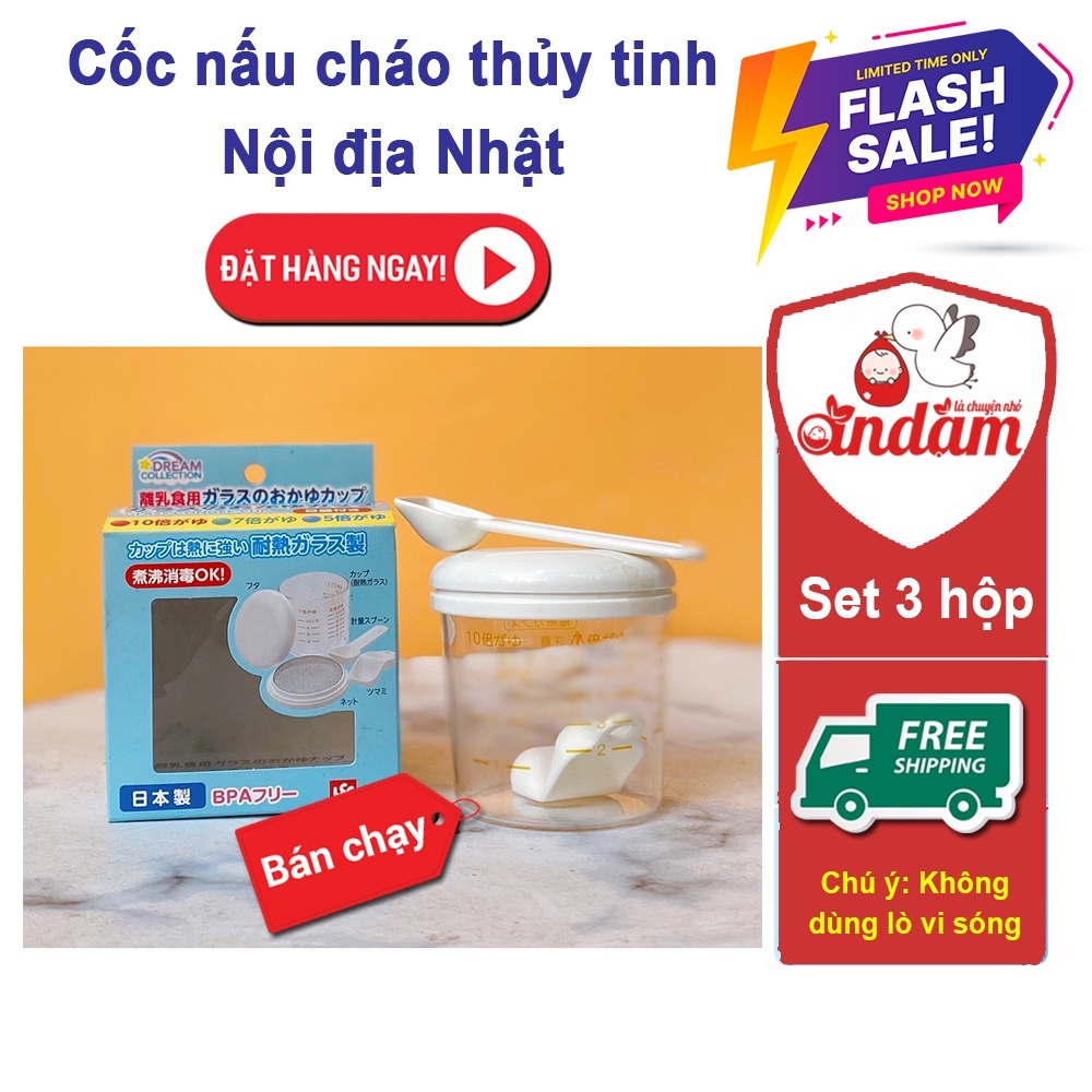 Cốc nấu cháo ăn dặm thủy tinh nội địa Nhật - Dụng cụ ăn dặm - Ăn dặm là chuyện nhỏ - Nguyễn Thị Miện