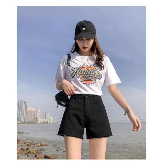 Quần Short Jean Cạp Cao Tua Rua Trẻ Trung Năng Động - LK035