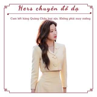 [Order] Set áo vest croptop phối chân vây midi lưng cao của Moon Ga Young trong Tìm lại tình yêu, có video và ảnh thật