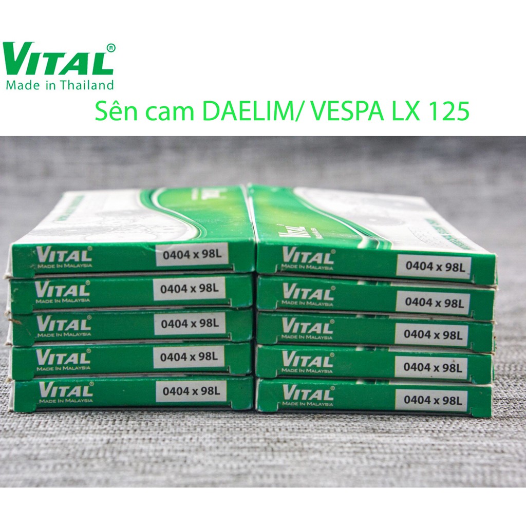 Sên cam VITAL DAELIM, VESPA  LX 125 - dài 98 mắc 0404  - Xích cam xe máy VITAL chính hãng, nhập khẩu Malaysia