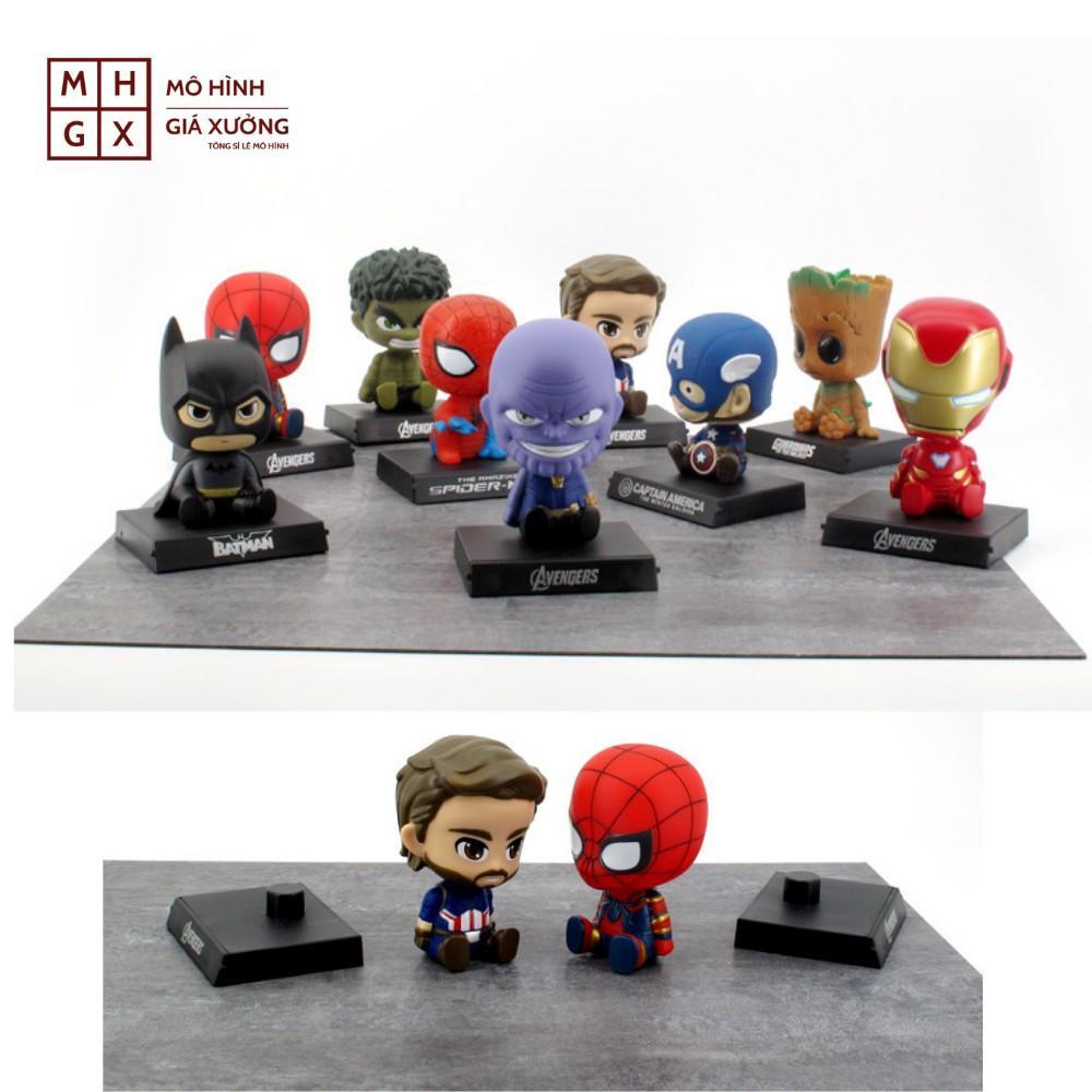 Mô hình Siêu anh hùng lắc đầu chibi cute dễ thương, Avengers Marver DC Iron Man, Captain America, Người Nhện, Hulk