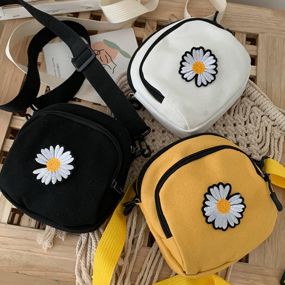 💝HY Phụ nữ Mini Canvas Vai Túi Daisy Bông nhỏ Túi Totes Phụ nữ Casual Vintage Purse Vải Xô Túi