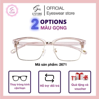 Gọng Kính Cận Vuông Phối Gọng Kim Loại Mảnh Nhẹ G STORE Kính Mắt Dùng Được Cho Cả Nam Và Nữ 2671
