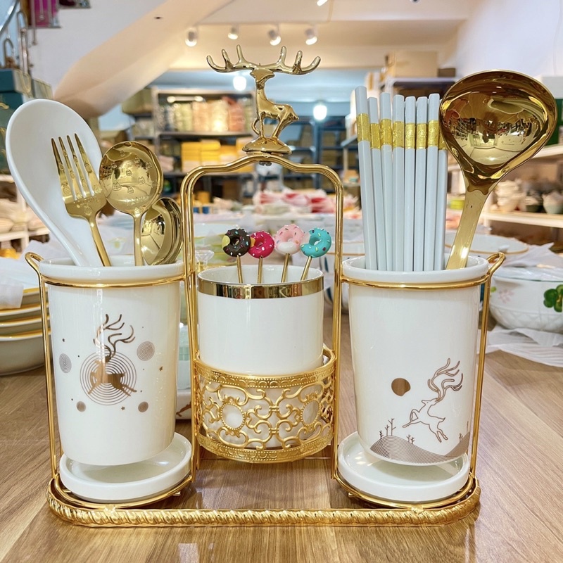 Thìa cơm, muôi canh gốm sứ Bộ Bát đĩa Decor siêu đáng yêu cao cấp Muôi sứ cực xinh yêu.