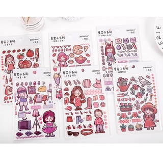 Set 4 tờ WASHI STICKER CUTE dán trang trí sổ bullet journal