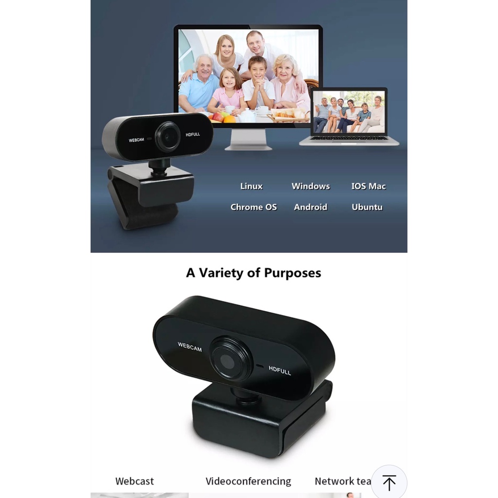 [Sao chép]Webcam Full HD 1080P cổng USB Có Micrô  dùng học online hội nghị