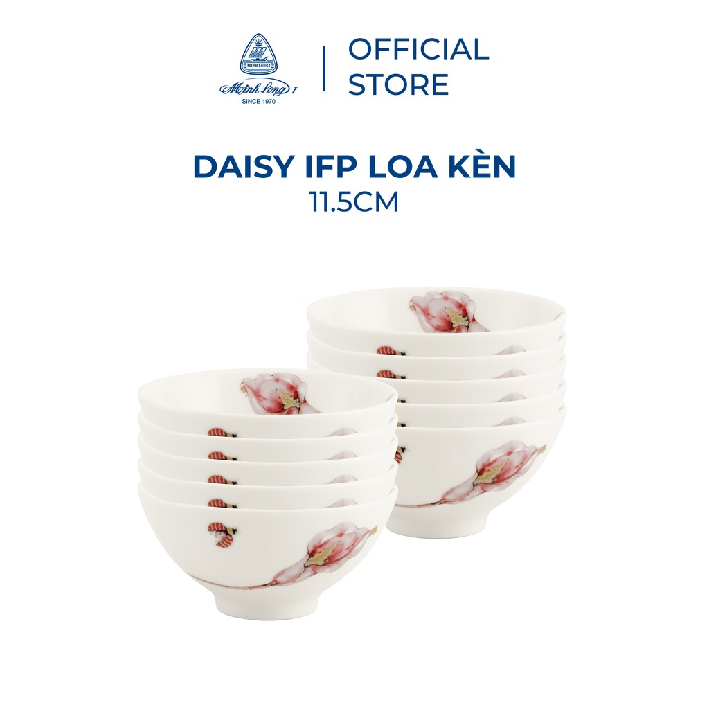 Bộ 06, 10 chén sứ cao cấp Minh Long 11.5 cm - Daisy IFP - Loa Kèn Hồng