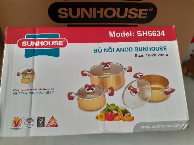 BỘ NỒI 3 CÁI SUNHOUSE SH6634 GIẢM 50K