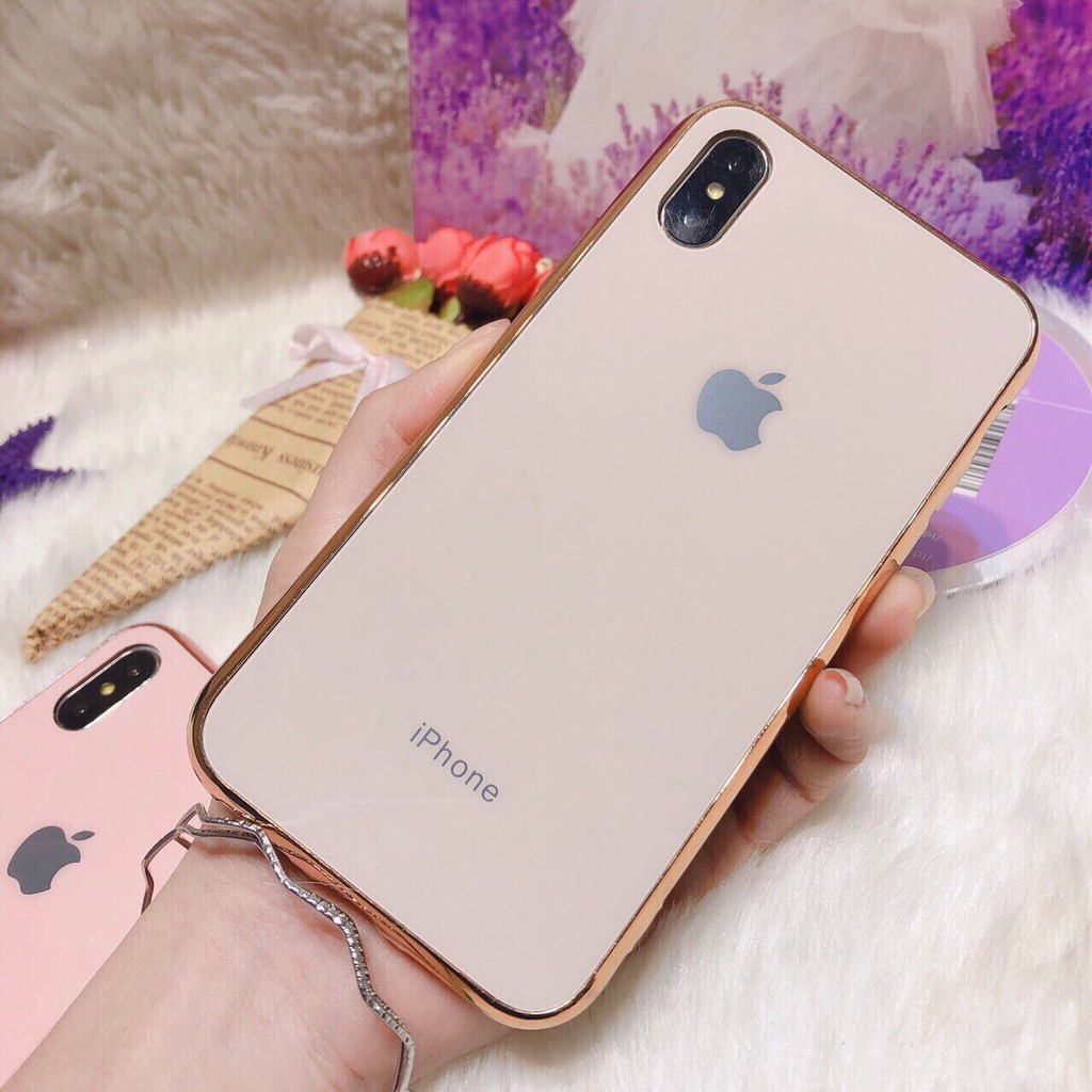 Ốp lưng iPhone Giả Kính viền si ( ốp cứng)