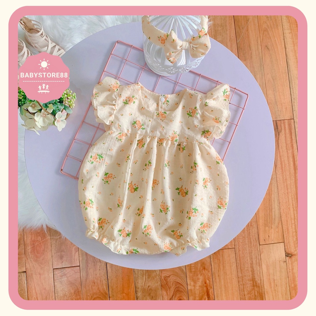 bodysuit cho bé gái (5-13kg) tặng kèm turban, set bộ body SƠ SINH thiết kế cao cấp cho bé từ 0 -3 tuổi V40