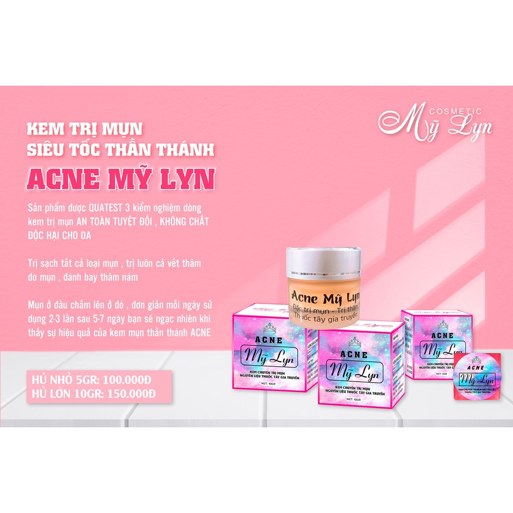 Kem ngừa mụn, giảm thâm Acne Mỹ Lyn ( Hũ lớn 10g, Hũ Nhỏ 5g) hiệu quả sau 5-7 ngày sử dụng