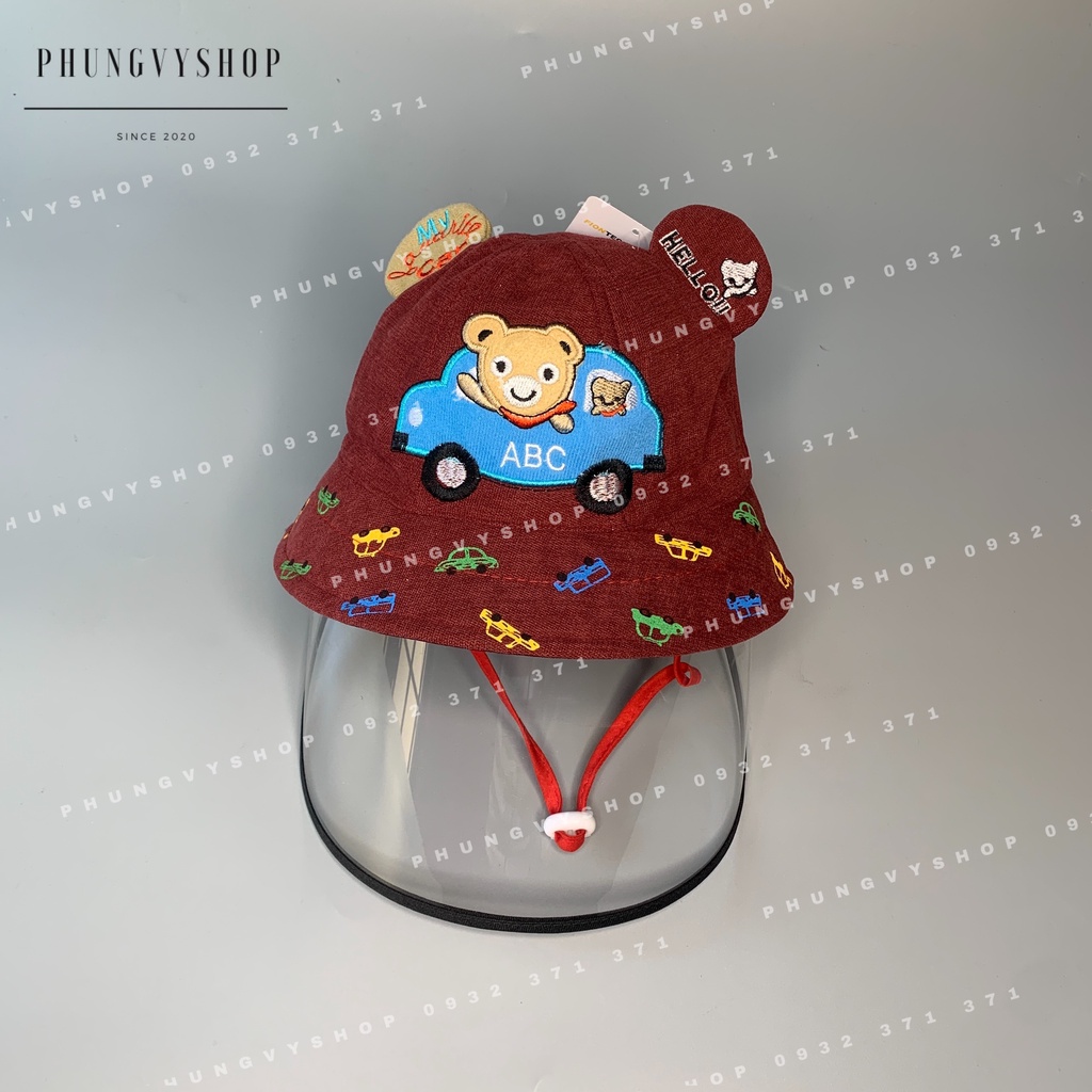 (Bé &lt;15 tháng/ Vòngđầu 47.5cm) Mũ CHỐNG GIỌT BẮN cho bé trai bé gái - BÉ ĐI XE HƠI- Nón cản bụi trẻ em