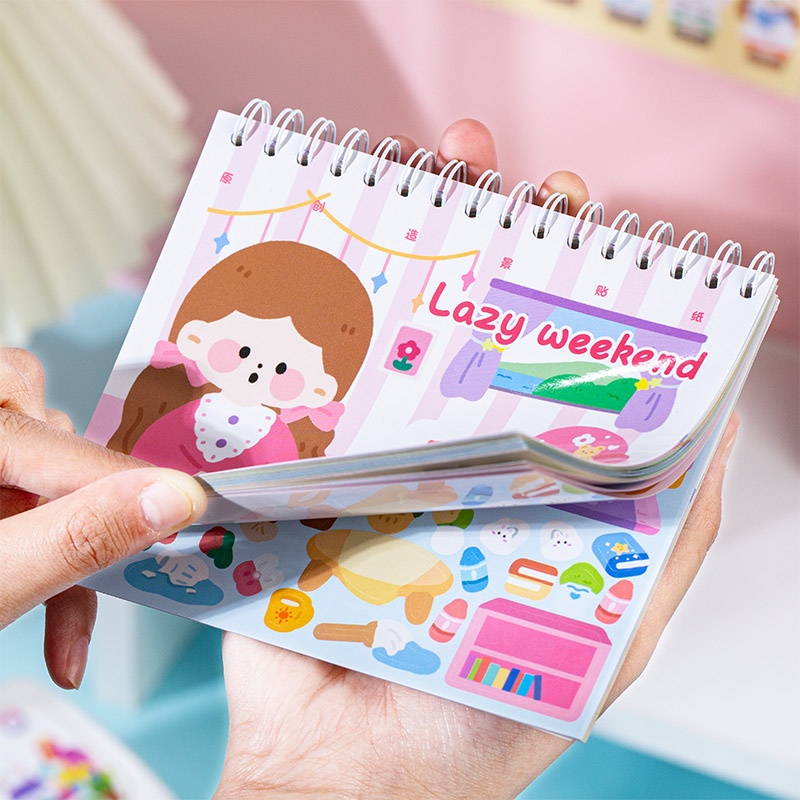 Bộ 30 Sticker Dán Trang Trí Sổ Hình Cô Gái Hoạt Hình 4 Kiểu Khác Nhau