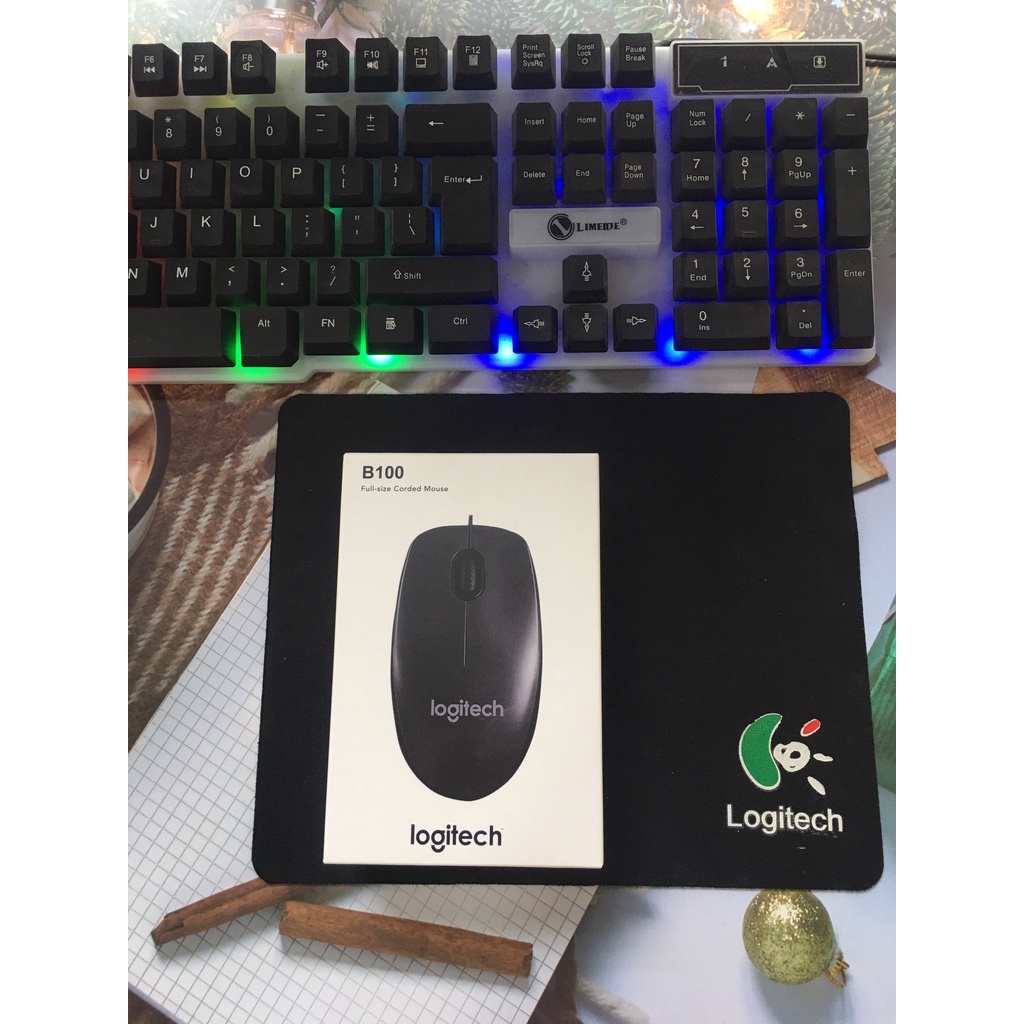 Chuột quang Logitech B100 màu đen, bền, đẹp, thời trang - tặng kèm lót chuột logitech gia không đổi