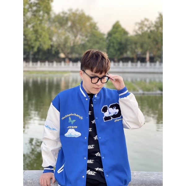 Áo khoác bomber varsity jacket nam nữ Cloud thêu số 19 mới 2021