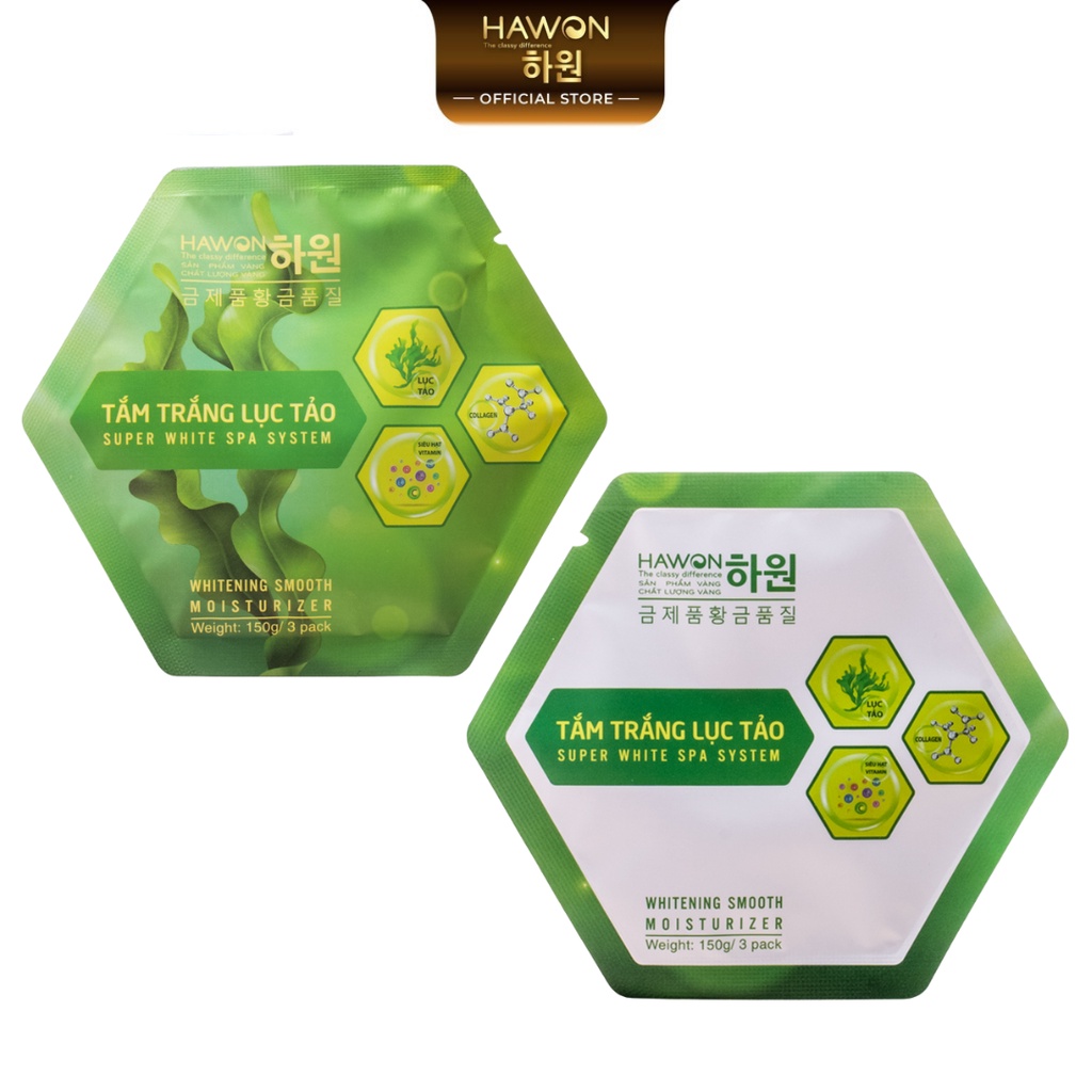 Tắm Trắng Lục Tảo Nâng Tông Trắng Da Tức Thì Super White HAWON - 150g