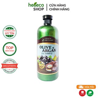 Dầu gội Olive & Argan 2 trong 1 bảo vệ và phục hổi tóc 3W CLINIC OLIVE&ARGAN 2 IN 1 SHAMPOO 1500ml - Hàn Quốc Chính Hãng