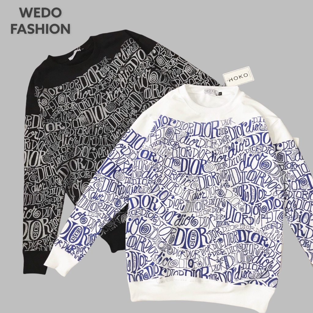 Áo thun nam nữ tay dài in chữ DI0 3D, chất cotton co giãn cao cấp sang trọng WEDO