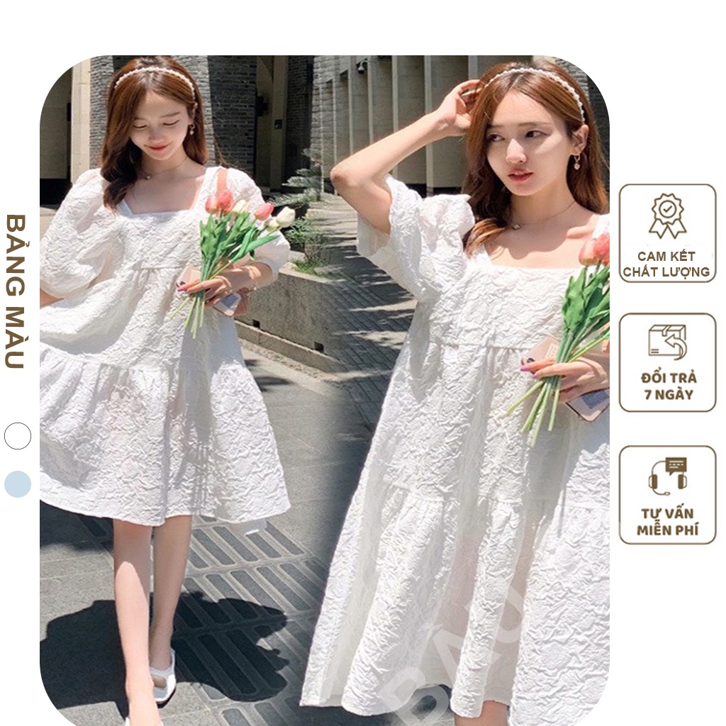 [BAUOI V16] VÁY BẦU CÔNG SỞ XINH - ĐẦM BẦU BABYDOLL DÁNG XÒE, VẢI GẤM XỐP CHẤT ĐẸP MẶC ĐI LÀM ĐI CHƠI ĐỂU ĐẸP
