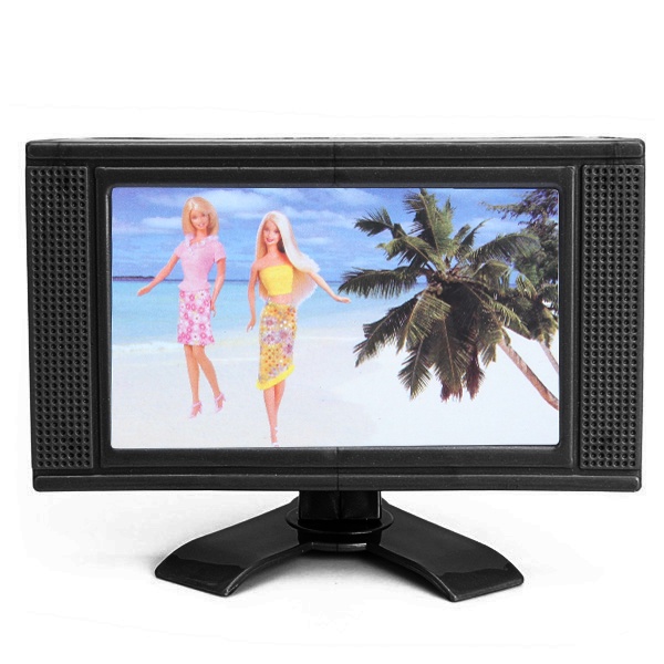 [PRETTYIA]Dollhouse 3 3/8 Inch LCD TV - Grey or Black for 12inch fashion Doll