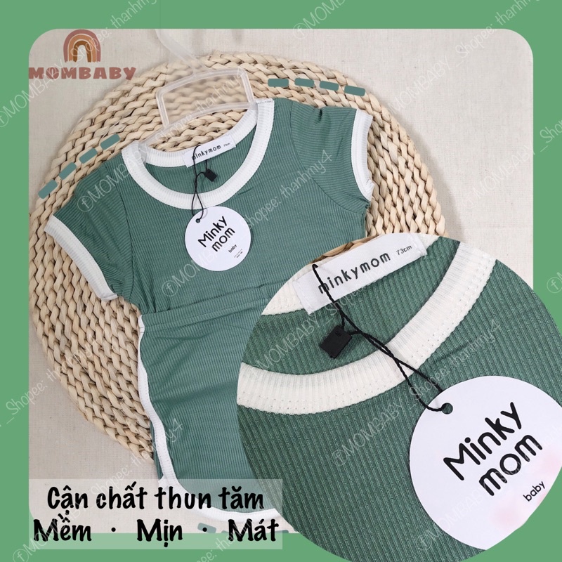 Bộ cộc tay viền trắng thun tăm co dãn mềm mịn cho bé trai, bé gái