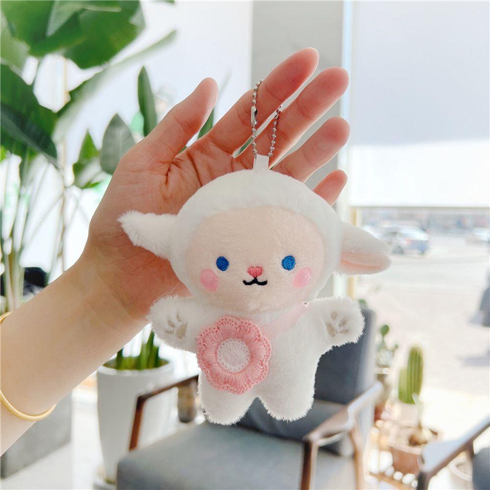 LANFY Móc Khóa Cừu Nhồi Bông Màu Trắng Dễ Thương
