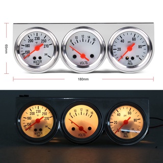 2 chrome panel oil pressure water temp volt gauge meter triple auto gauge set with white face tt1 3
