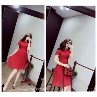 Váy ren chân xếp ly