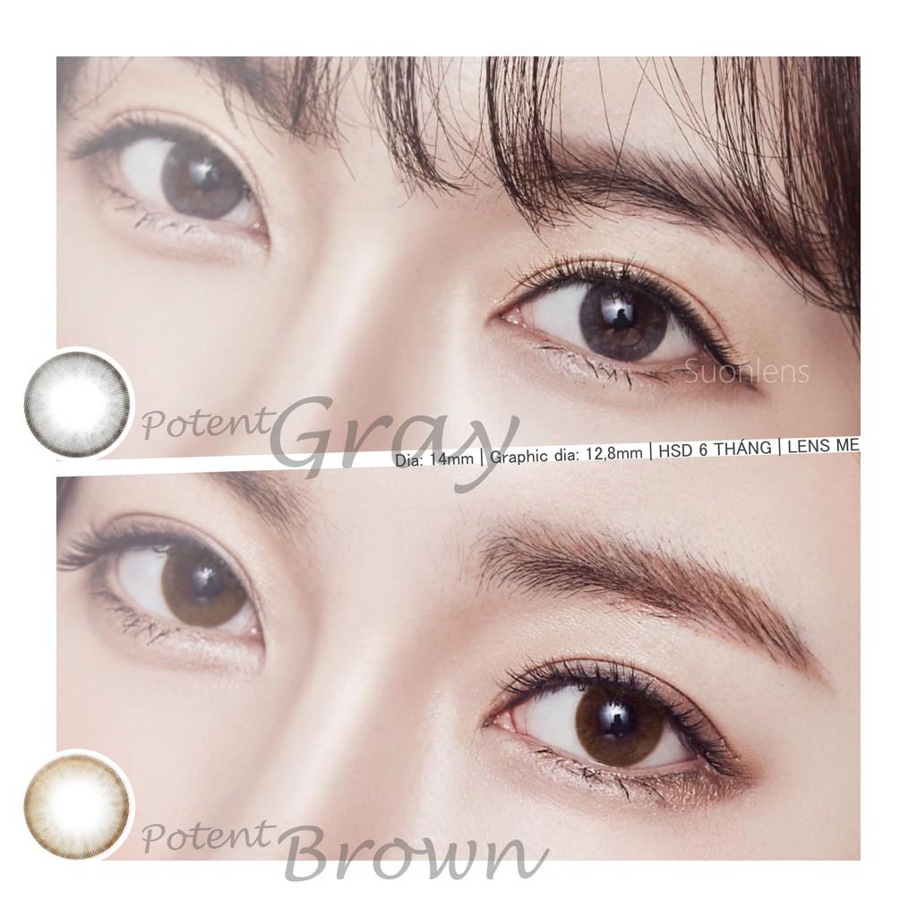 Kính áp tròng 6 tháng POTENT BROWN áo tròng 14.0mm- Nâu tự nhiên