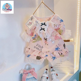 (SALE) Bộ pizama thô ren cho bé