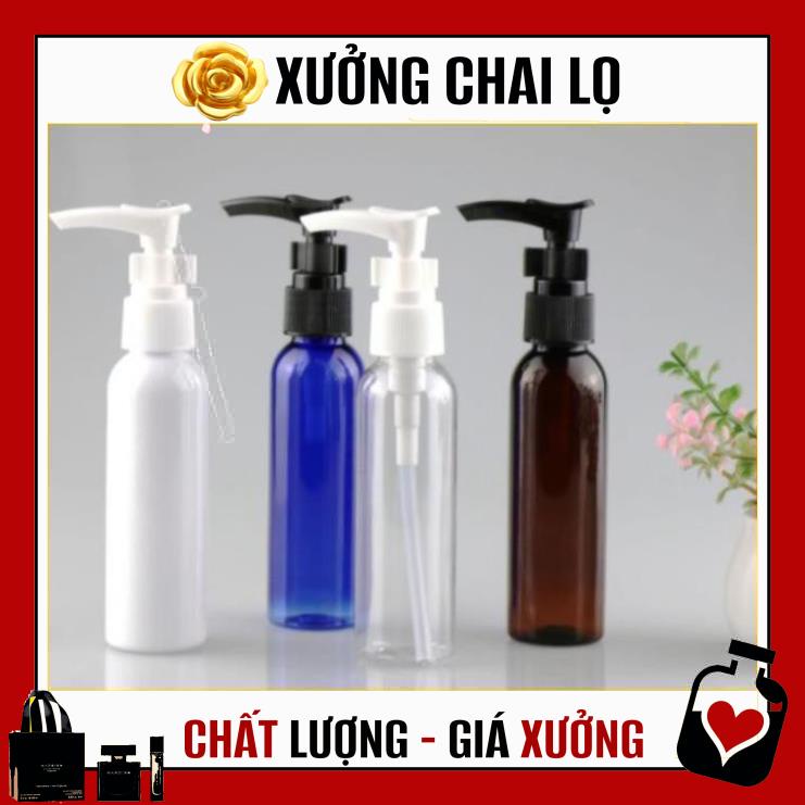 Chai Chiết Mĩ Phẩm ❤ TOP GIÁ RẺ ❤ Chai nhựa pet vòi nhấn sữa tắm 50ml,100ml chiết mỹ phẩm , , phụ kiện du lịch
