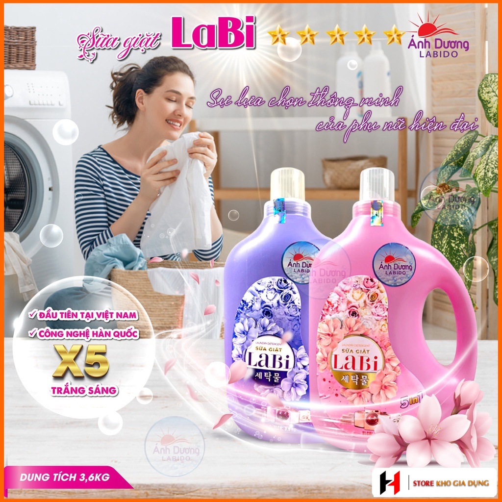 Nước Giặt Labi Công Nghệ Nhật Bản - Thơm Ngát &amp; Mềm Vải Túi 2L - Can 3,6L