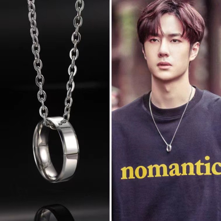 Wang Yibo Dây Chuyền Hai Cách Sử Dụng Phong Cách Hip Hop Đơn Giản Không Phai Màu Hợp Thời Trang Cho Cặp Đôi