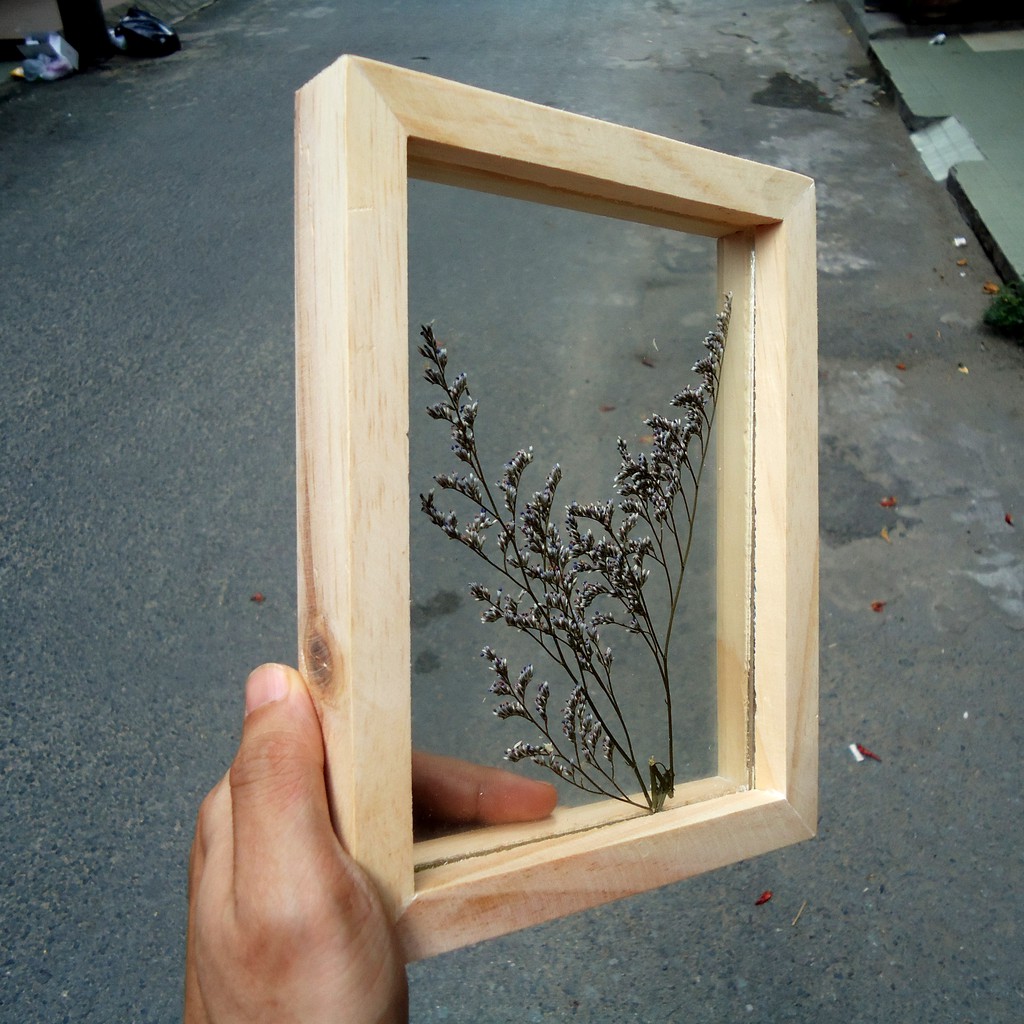 Khung ảnh gỗ 2 mặt kính - Size 13x18 cm - Khung hình gỗ thông mặt kính để bàn treo tường - Picture Frame