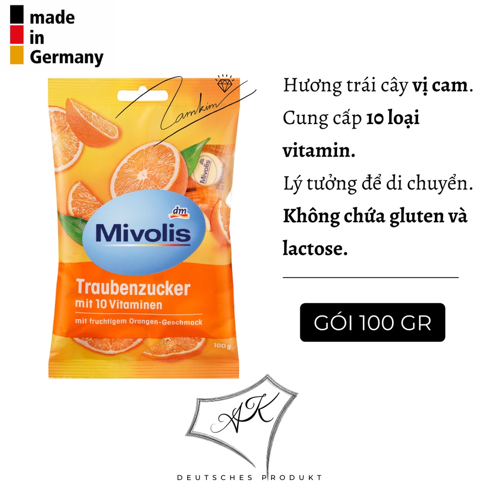 [ Hàng Đức ] Kẹo ngậm Mivolis ít ngọt cung cấp Vitamin - nội địa Đức