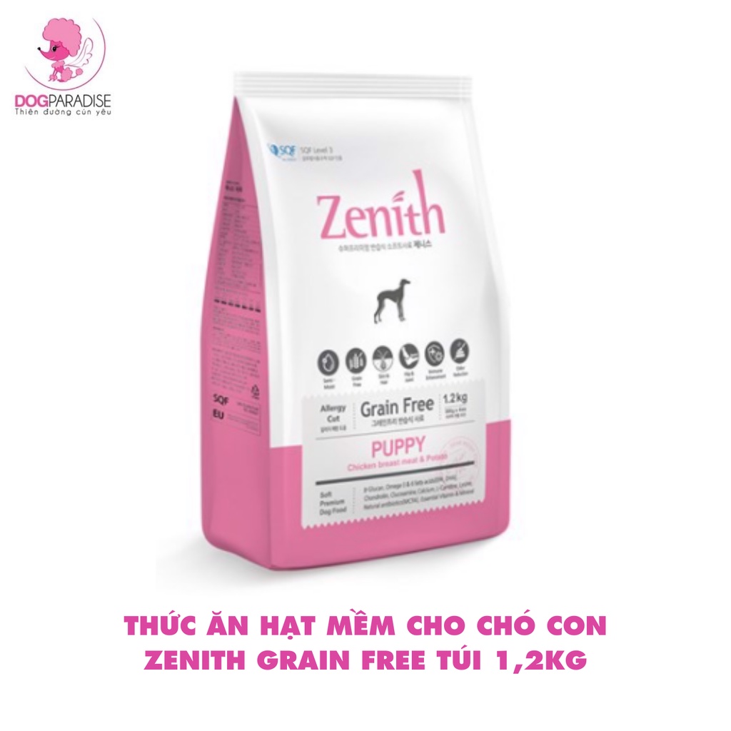 Thức ăn hạt mềm Zenith Grain Free cho chó con chất lượng tốt túi 1,2kg - Dog Paradise