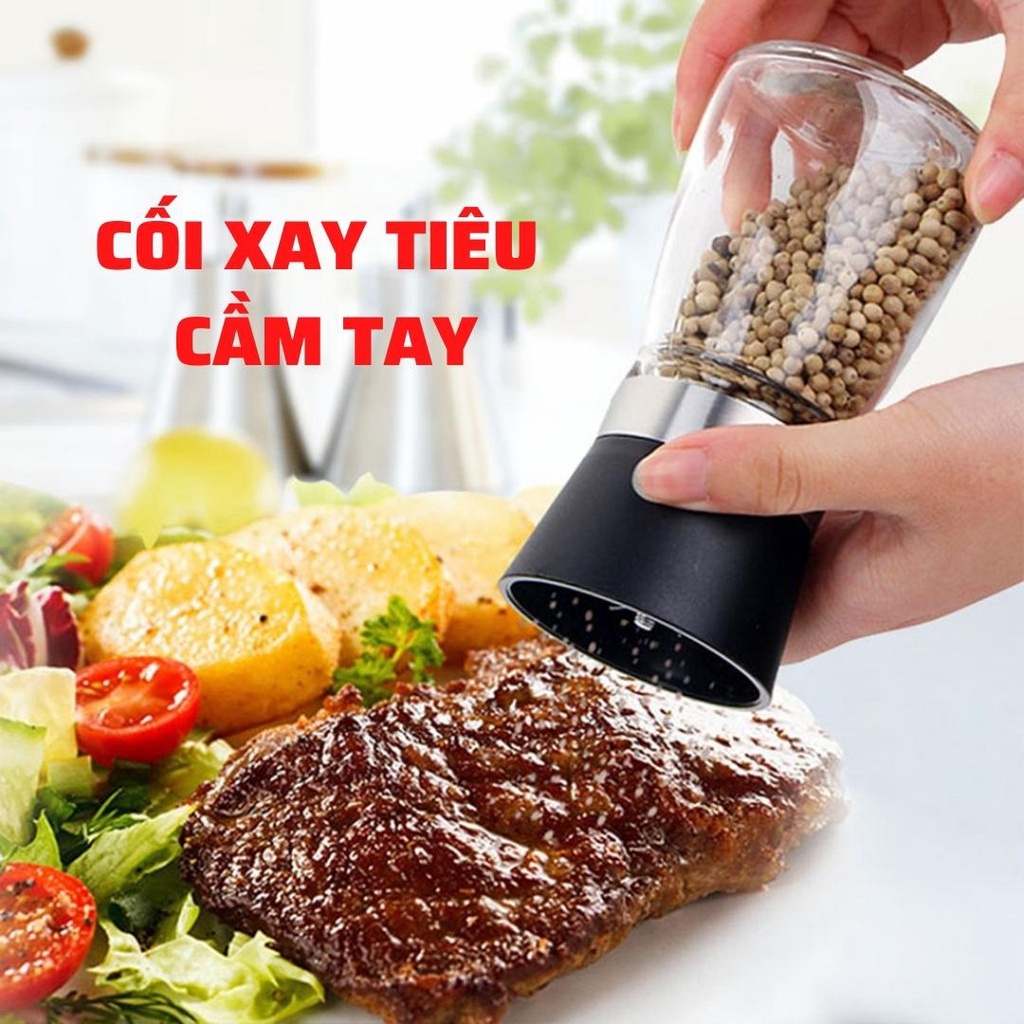 [ NẮP NHỰA ] Dụng Cụ Xay Tiêu Cầm Tay Nắp Nhựa Cao Cấp