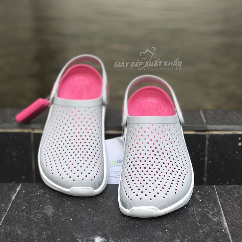 Dép Sục Cross LiteRide Nữ Màu Ghi Hồng Hàng Chuẩn Full Tag, Mac, Hộp Hãng