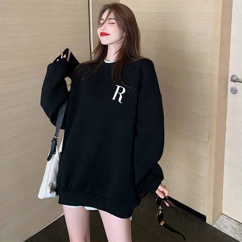 NRVP Áo Hoodie Dáng Rộng Thời Trang Hàn Quốc Đơn Giản Cá Tính Cho Nữ