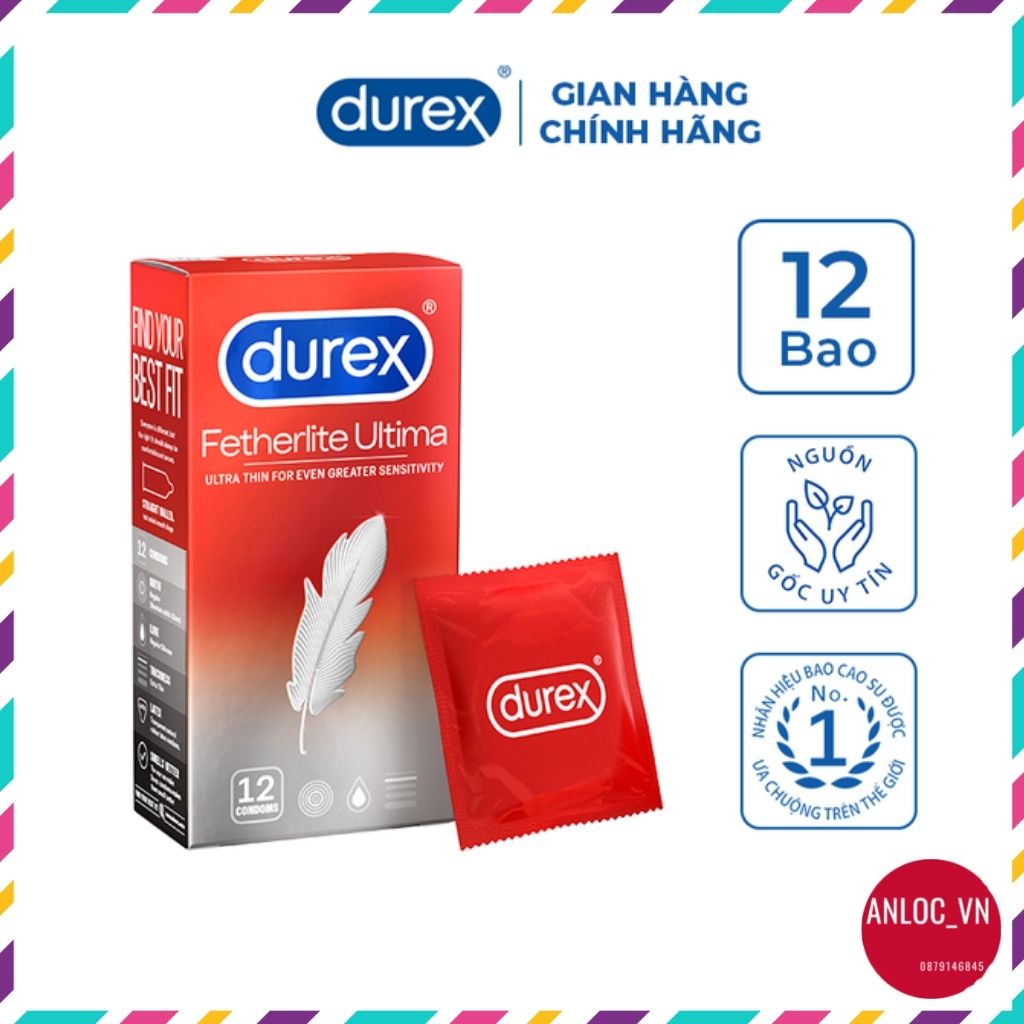 Bao cao su Durex Fetherlite Ultima 12 bao siêu mỏng trong suốt mang lại cảm giác thật