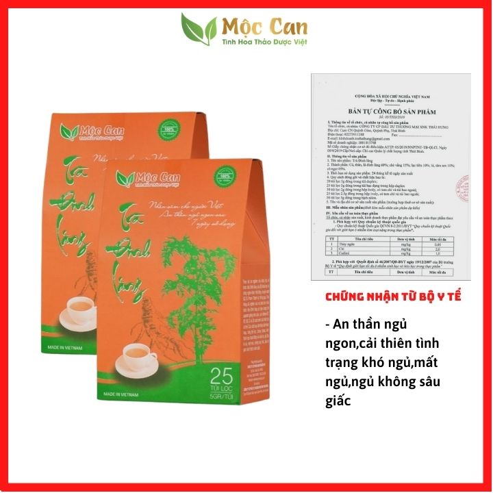 Trà an thần ngủ ngon đinh lăng Mộc Can cải thiện tình trạng mất ngủ,khó ngủ ,ngủ không sâu giấc gói 25 túi lọc