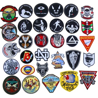 I love rock skull miếng dán ủi quần áo thể thao thêu hình đầu sói / cá mập / cá mập / cánh tay / đầu sói ấn độc đáo diy