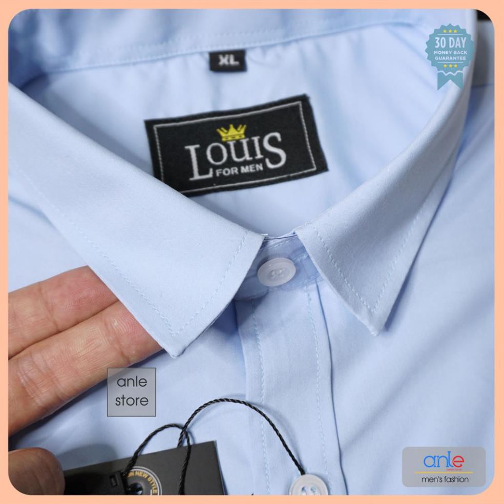 Áo sơ mi nam Ngắn tay Louis Công sở form Slimfit Cotton lụa cao cấp hàng hiệu cộc tay kiểu dáng ôm - Anle Store ˇ