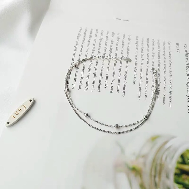 Vòng tay nữ lắc tay nữ bạc s925 những hạt tròn dây kép basic Cá jewelry LTB3