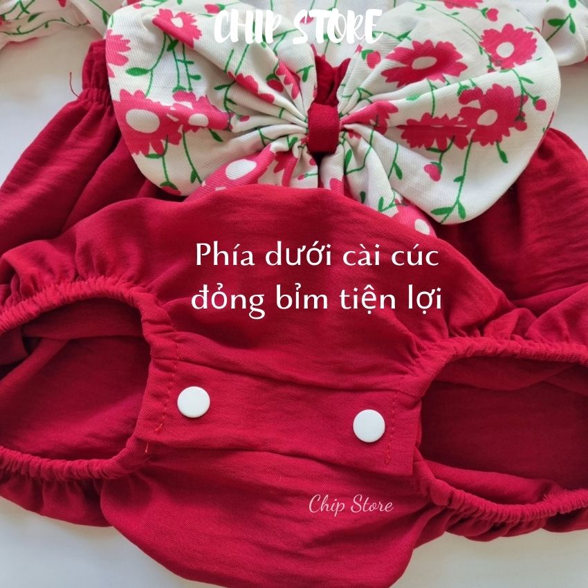 Body bé gái CHIP STORE Thiết kế nơ bướm thân hoa thắt eo xinh xắn cho bé sơ sinh -1 tuổi