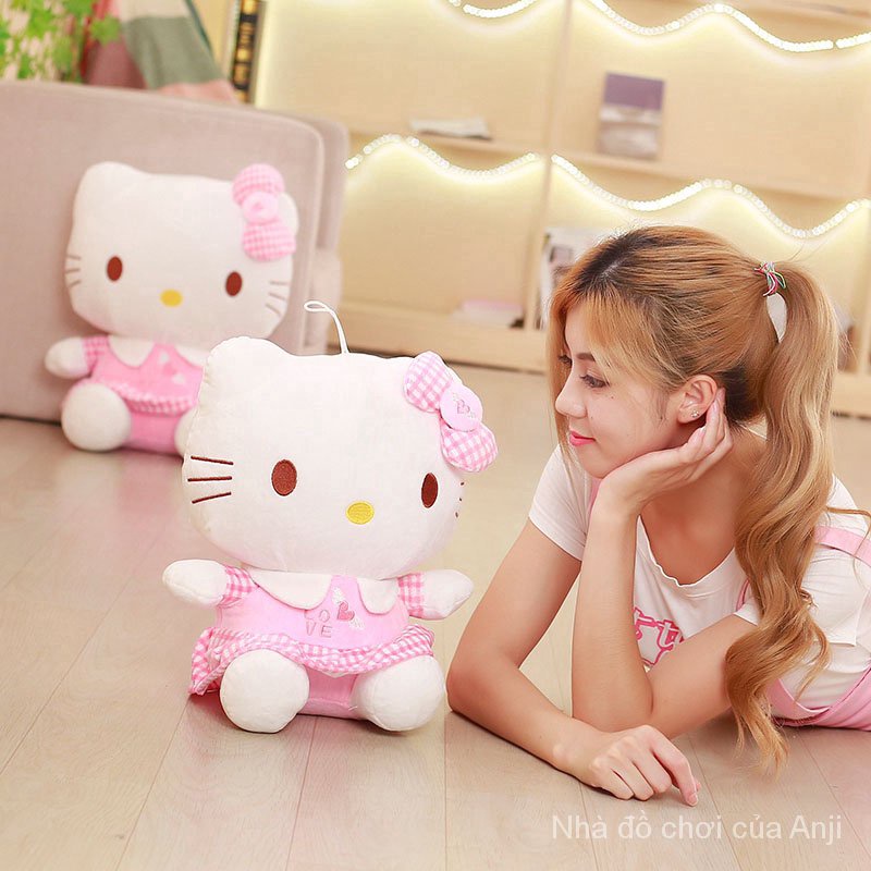 Mèo Hello Kitty nhồi bông 4 kích cỡ màu hồng xinh xắn làm quà tặng