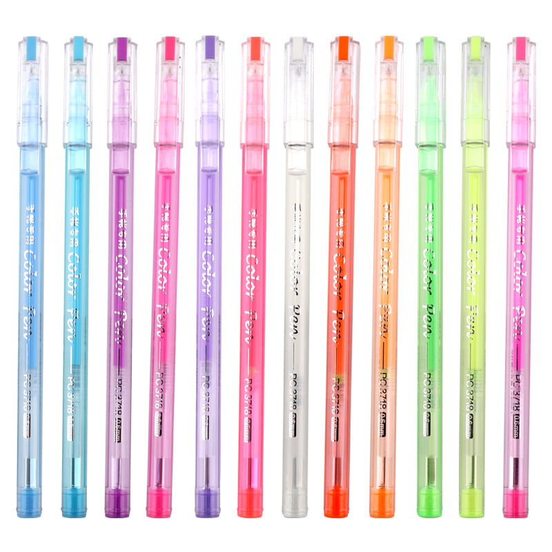 Bút gel 12 màu neon nét 0.6mm Baoke PC3718
