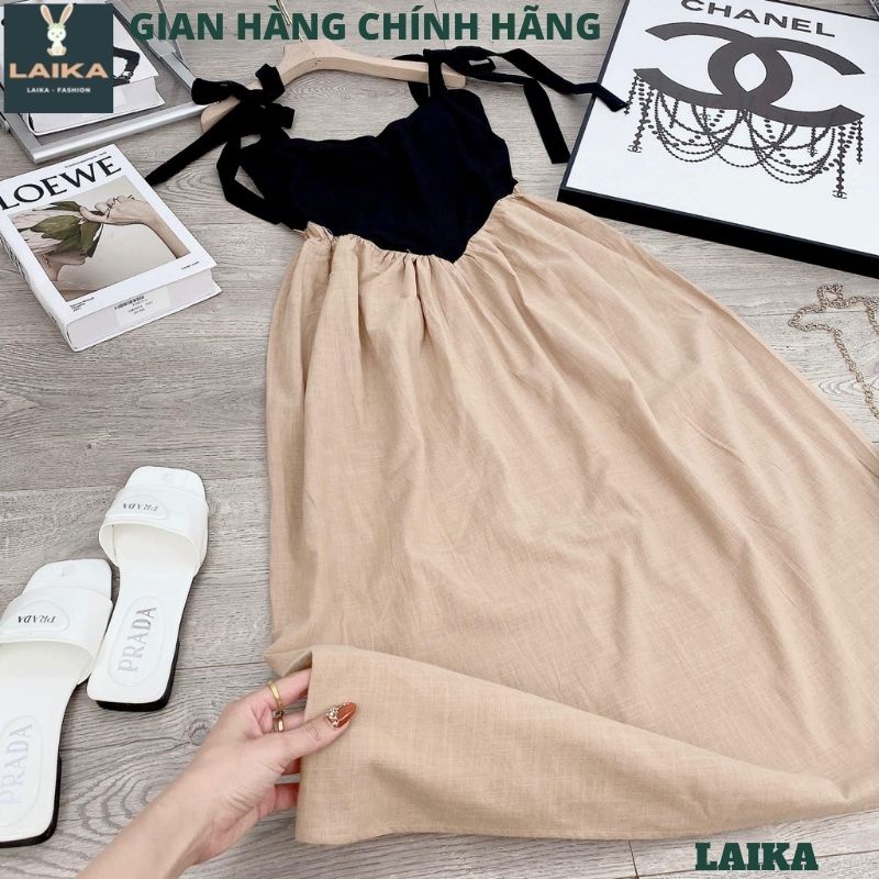 Đầm Maxi 2 Dây Dáng Dài FANO, Váy Hai Dây Nữ Ngực Trái Tim Lưng Chun Đũi Phối Màu - LAIKA