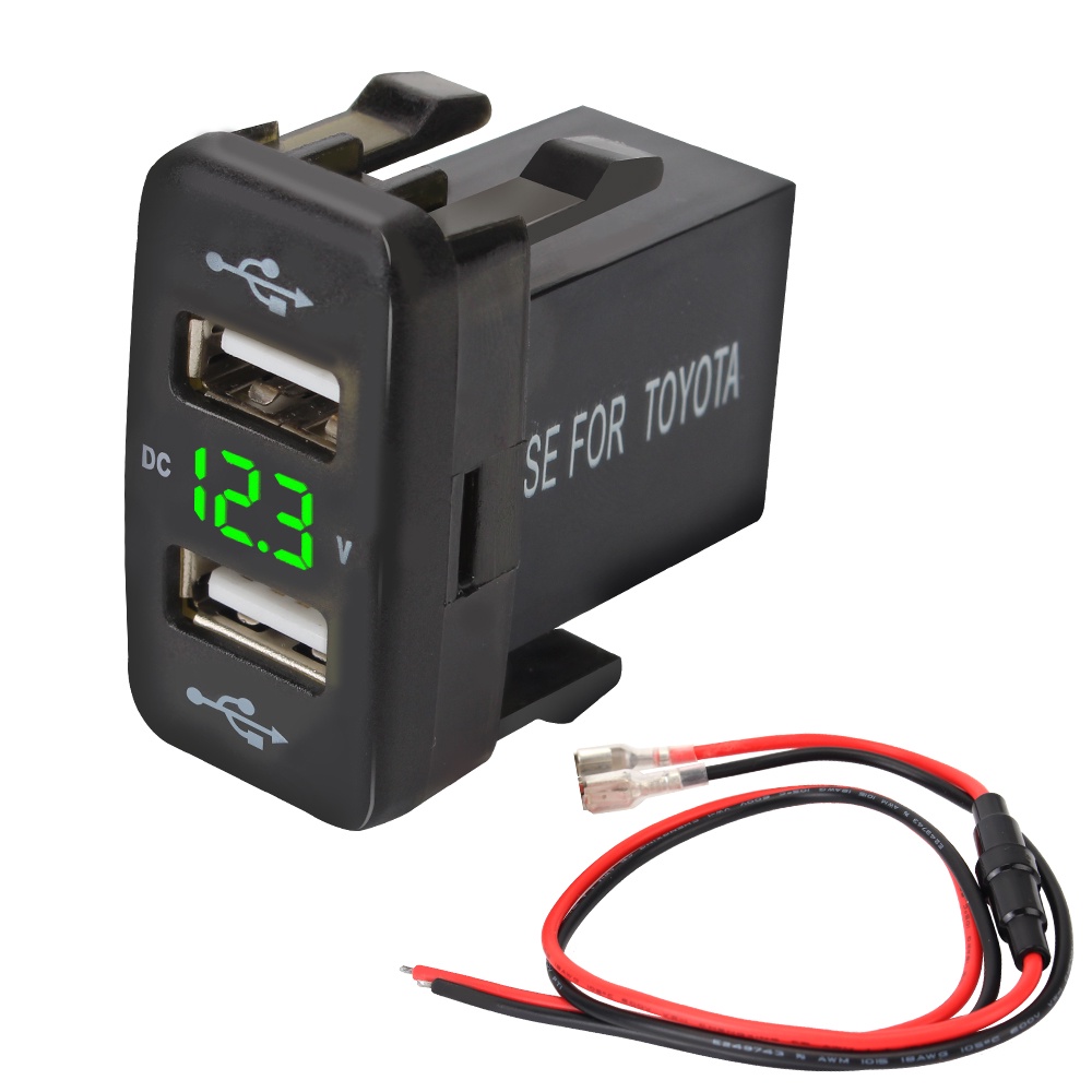 Tẩu Sạc 4.2A Hai Cổng USB QC 12-24V Tích Hợp Đèn LED Gắn Xe Hơi Toyota