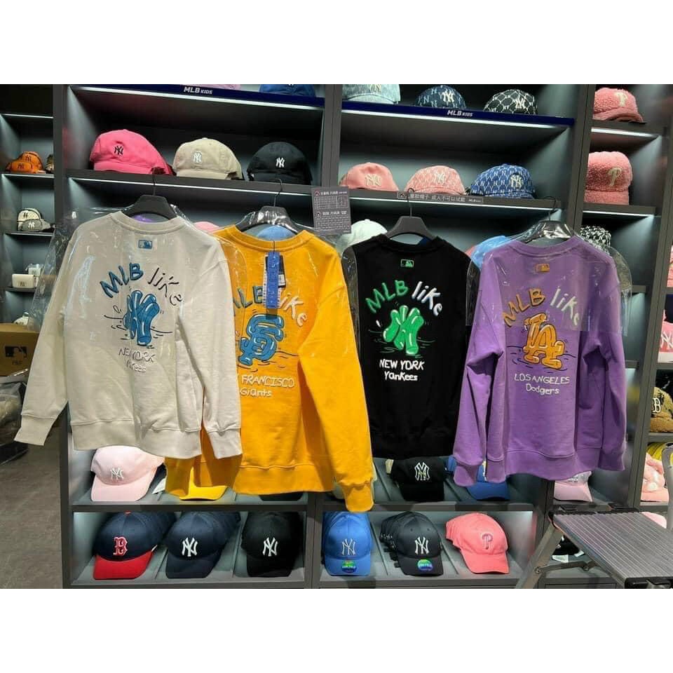 Áo khoác nỉ sweater MLB unisex Ulzzang, áo nỉ nữ from rộng Hot trend Thu Đông siêu đẹp phù hợp đi chơi dạo phố